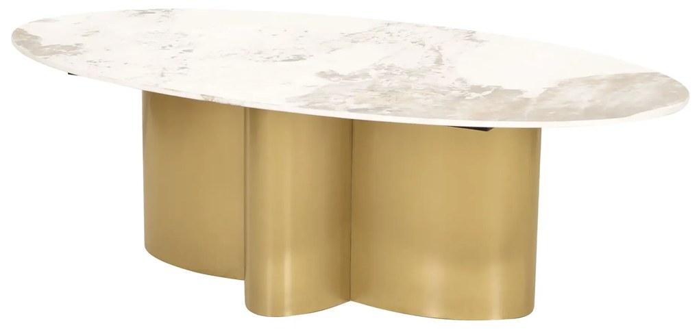 Konferenční stolek Modig 130 cm zlatý/mramor