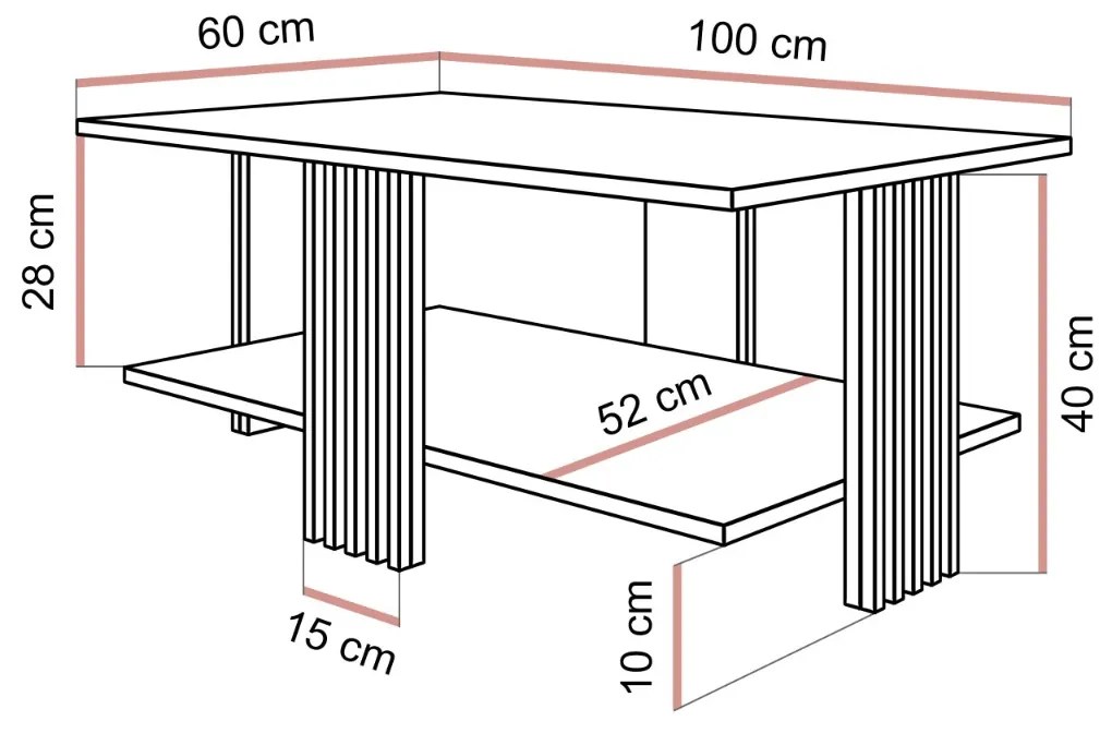 KONFERENČNÝ STOLÍK CHARLES ČIERNY MATNÝ + ZLATÝ
