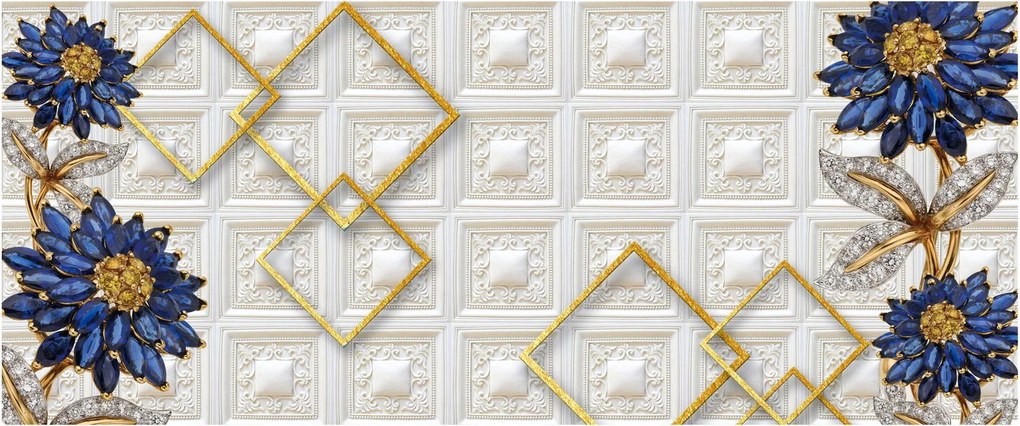 Obraz - Diamantové kvety (120x50 cm)