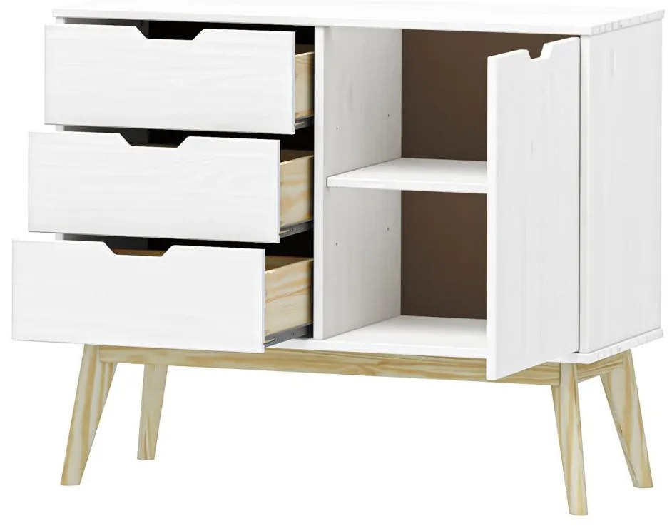 IDEA nábytok Komoda 1 dvere + 3 zásuvky BONITO biely lak