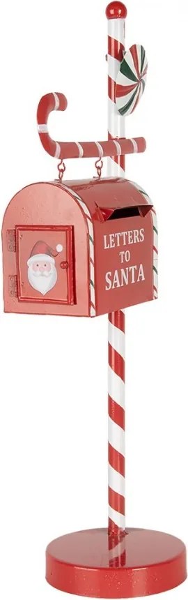 Červená kovová dekoračná schránka Letters to Santa - 20*12*51 cm