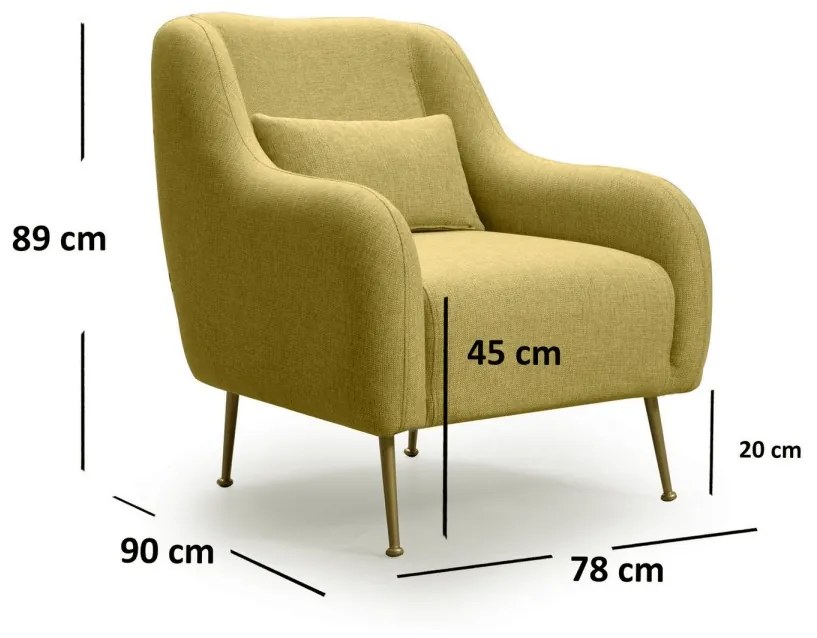 Kreslo Sevilla so žltým vankúšom