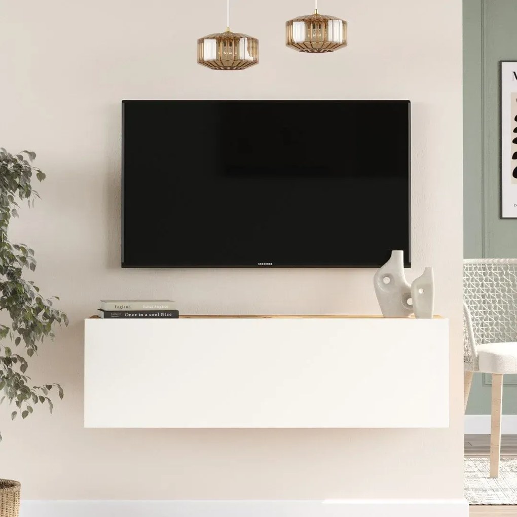 Závesný TV stolík Houseland Fullio Atlantic borovica/biela