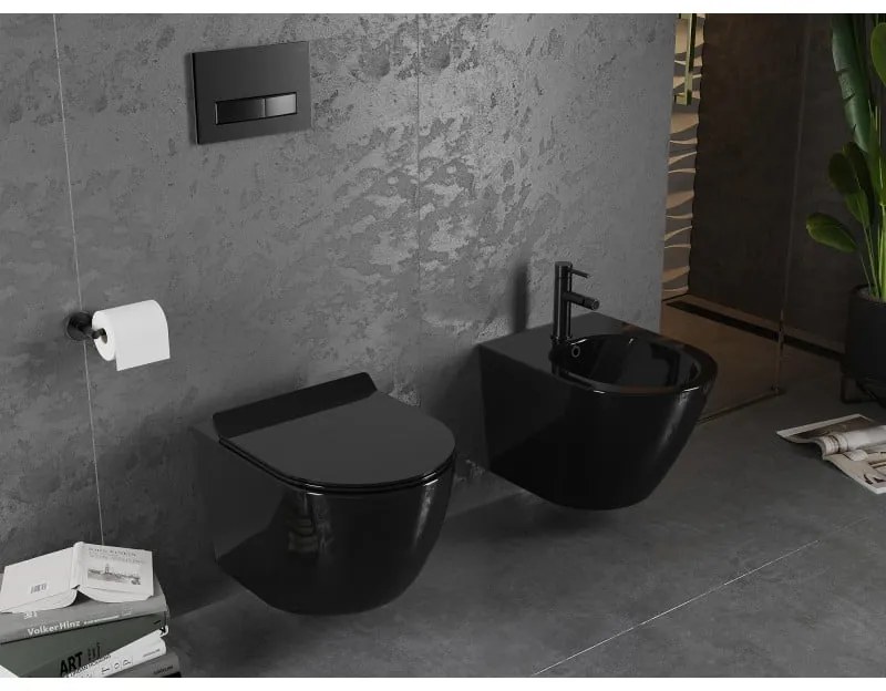 Mexen Lena Rimless závesné WC so sedátkom s pomalým zatváraním, čierna lesklá, 30224070