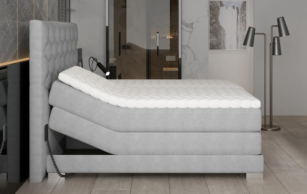Box spring posteľ Clif 180x200, hnedá, elektrické polohovanie