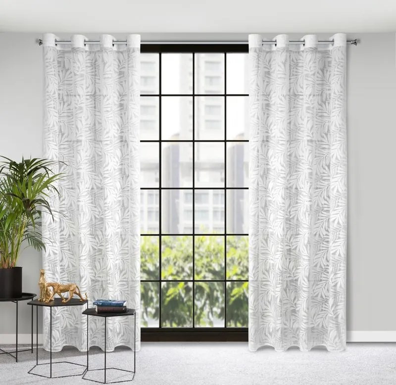 EUROFIRANY záves s vyrezávaným kvetinovým vzorom 140 cm x 250 cm biela 100 % polyester Rozmer varianty: 140 cm x 250 cm, Farba varianty: Biela