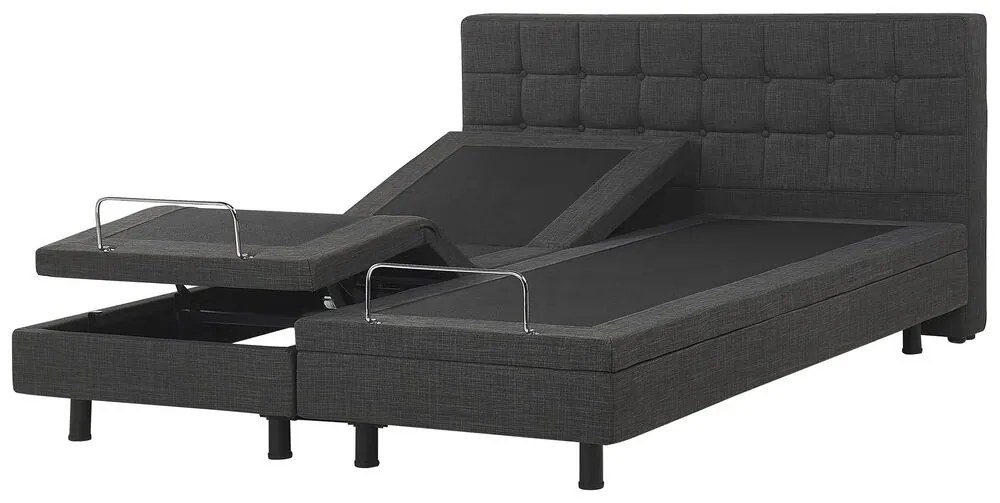 Nastaviteľná čalúnená posteľ 180 x 200 cm sivá DUKE Beliani