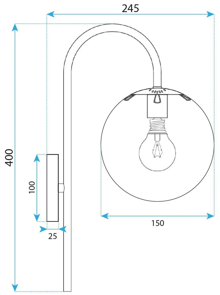Toolight Toolight, nástenné svietidlo 1xE27, G092-1W, chrómová, OSW-09717