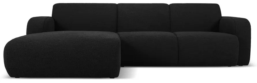 Čierna rohová pohovka z textílie bouclé (ľavý roh) Molino – Micadoni Home