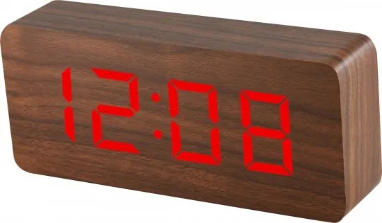 Digitálny LED budík MPM s dátumom a teplomerom C02.3565.50 RED, 21cm