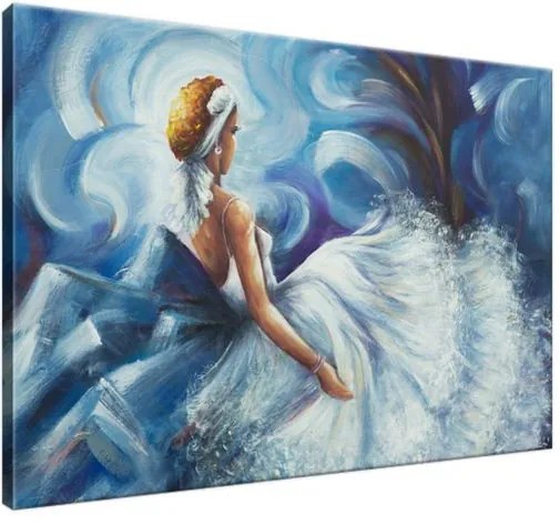 Ručne maľovaný obraz Modrá dáma počas tanca 100x70cm RM4856A_1Z