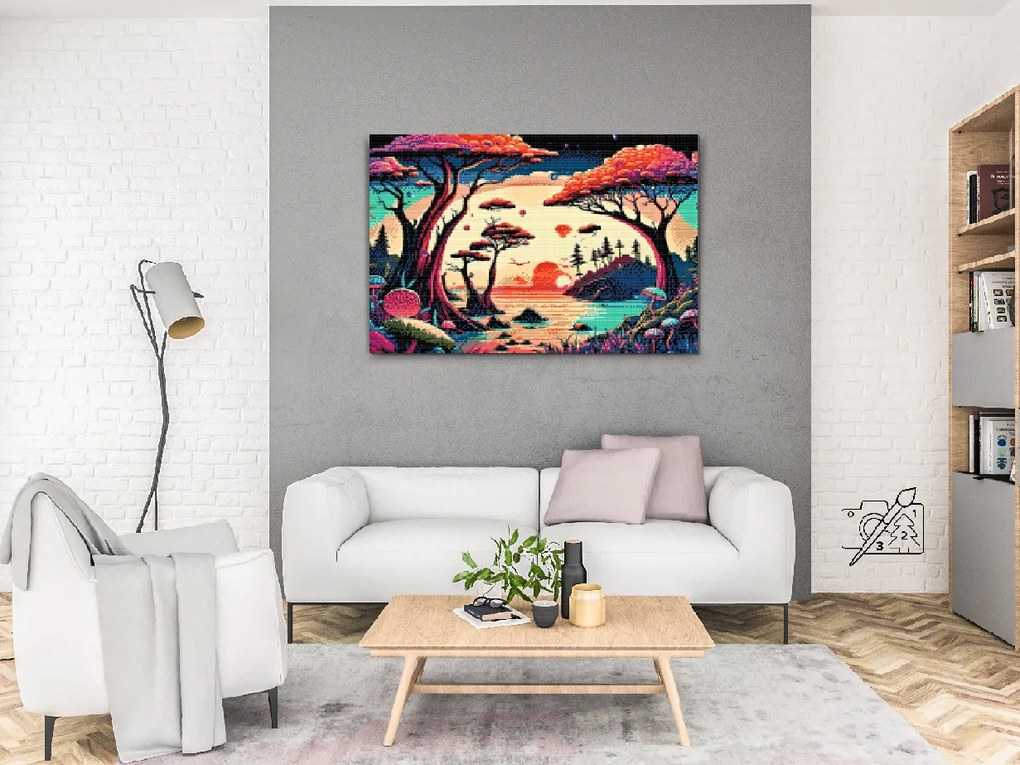 Gario Diamantové maľovanie Les plný húb Rozmery: 80 x 60 cm, Rámovanie: S vnútorným rámom, Diamanty: Okrúhle