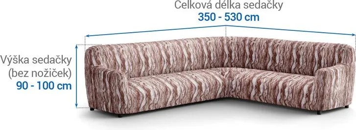 Bielastické poťahy OCEANO NOVÉ hnedo-vínové rohová sedačka (š. 350 - 530 cm)