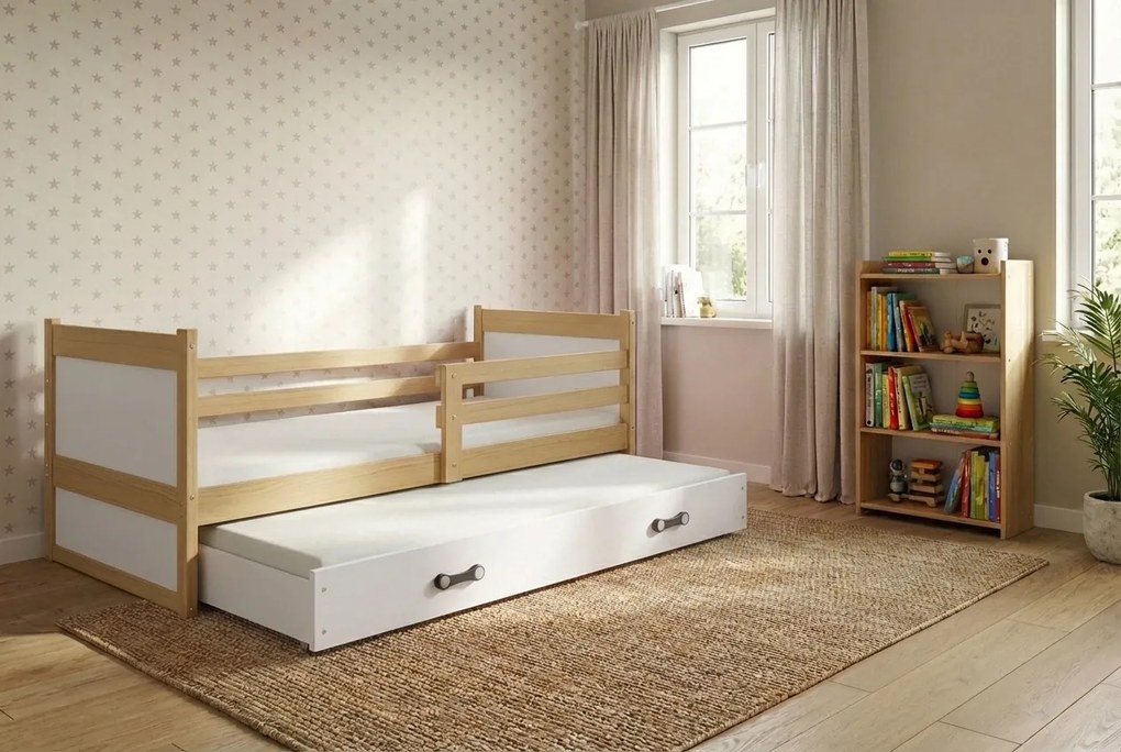 Posteľ s prístelkou RICO 2 200x90 Borovica - Biela