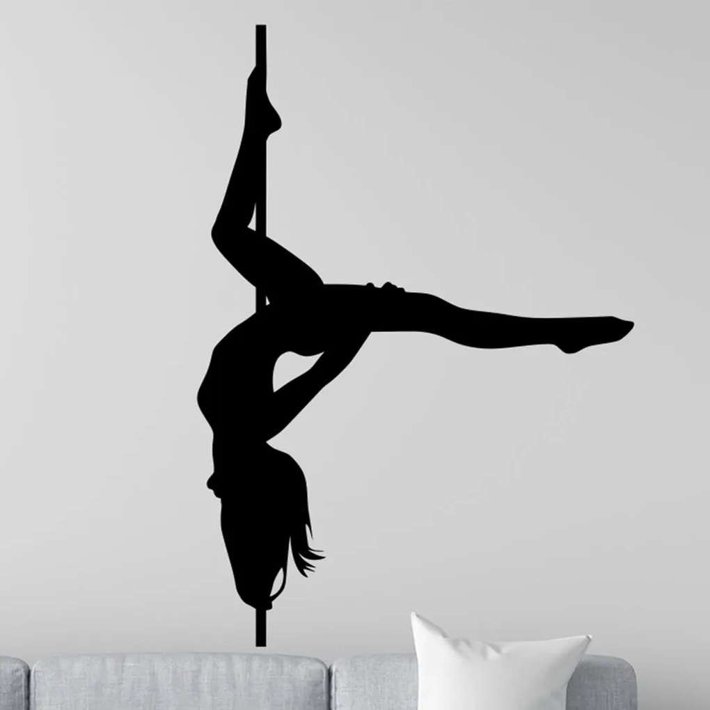 Veselá Stena Samolepka na stenu na stenu Pole dance Farba: černá