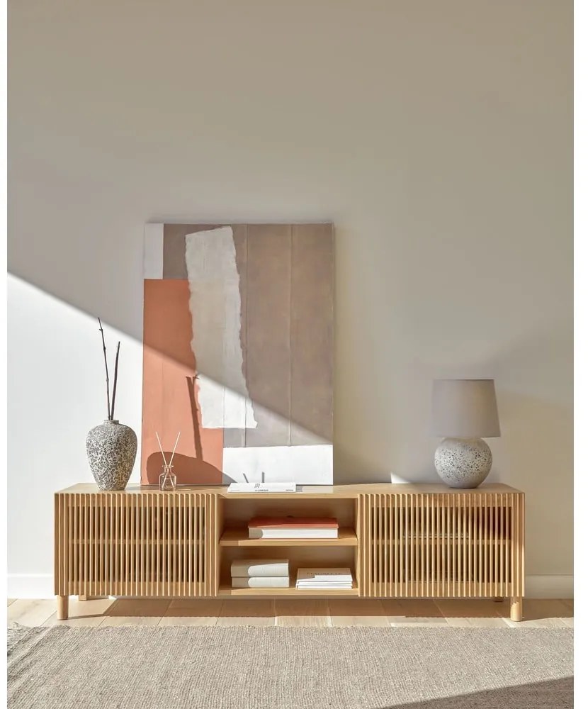 TV stolík v dekore duba v prírodnej farbe 180x50 cm Beyla – Kave Home