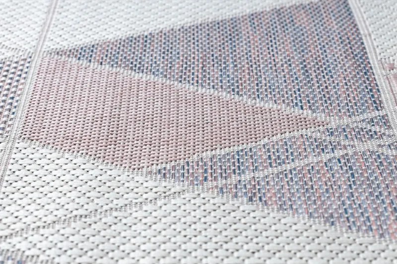 Dywany Łuszczów, Kusový koberec Sion Sisal Triangles B3006A ecru/pink – na von aj na doma, 140x190, ružová, chodba / predsieň