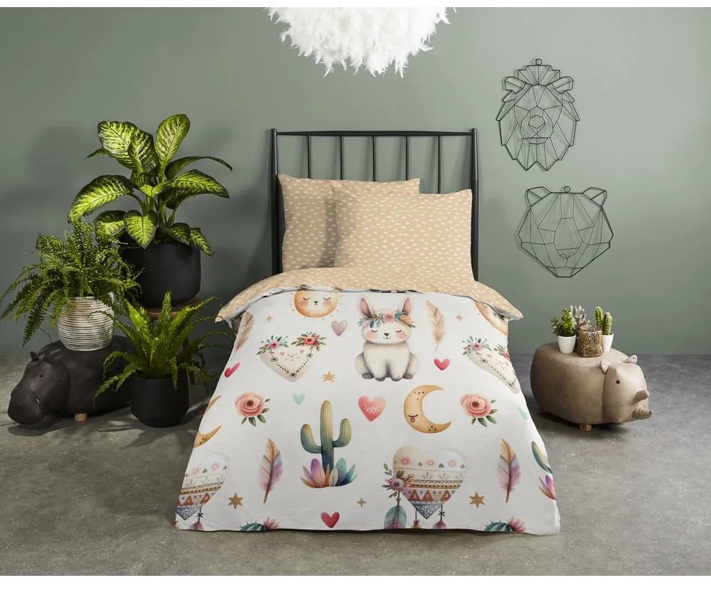 Béžové bavlnené detské obliečky do postieľky 100x135 cm Luz – Good Morning