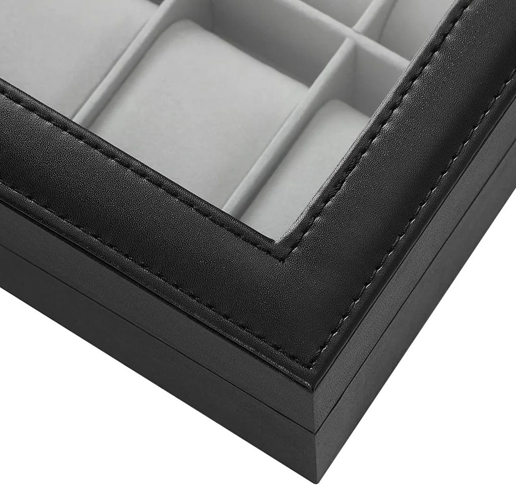 Songmics Box na hodinky Watch1, 25,5x7,8x20,2 cm, čierna/sivá