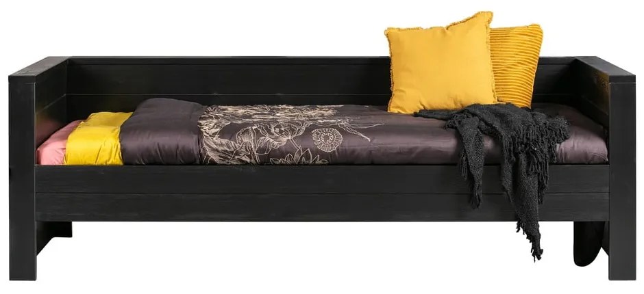 Čierna posteľ/sofa z borovicového dreva WOOOD Dennis