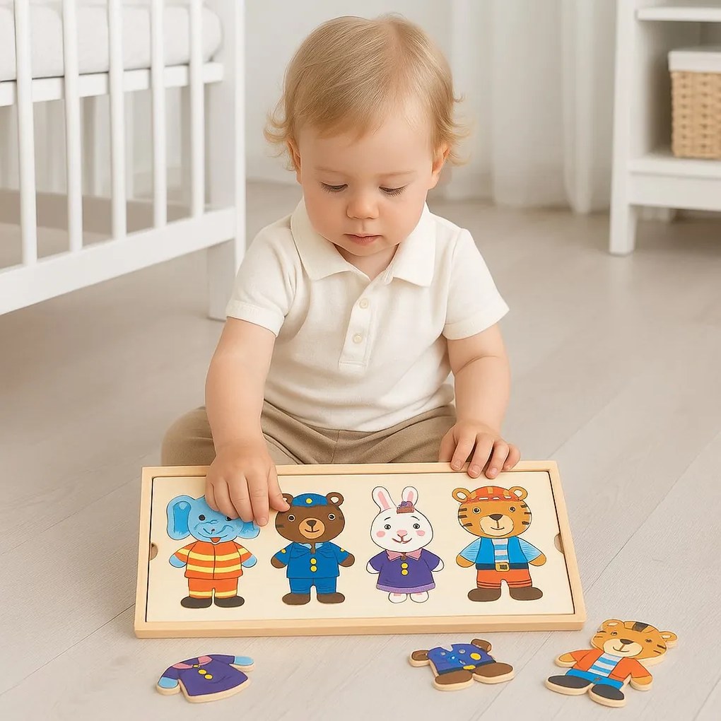 Vkladačka puzzle v krabičke zvieratká Montessori Baby Mix