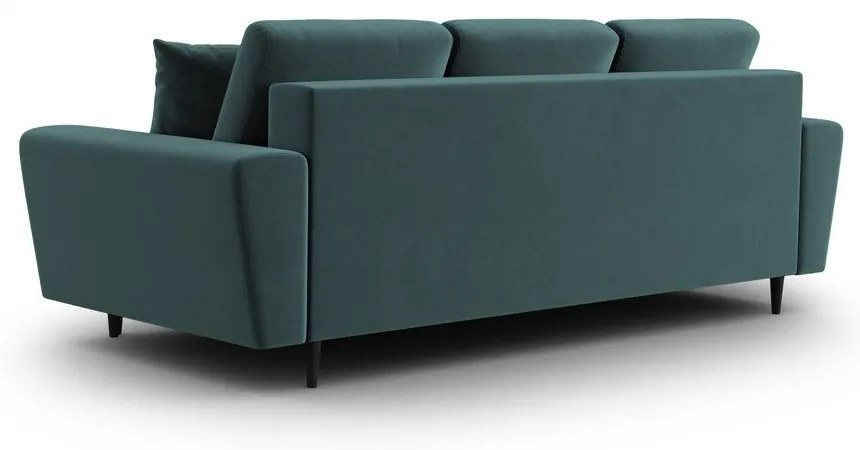 Zamatová rozkladacia/s úložným priestorom pohovka v petrolejovej farbe 235 cm Kyoto – Cosmopolitan Design