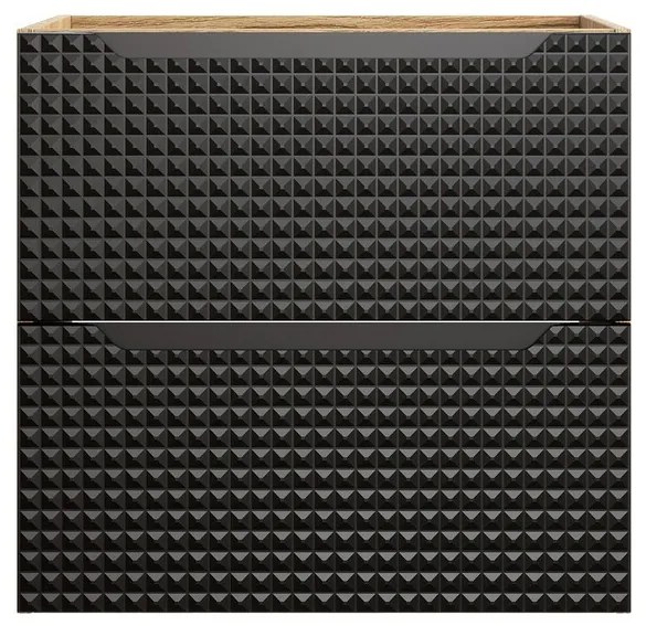 Závesná skrinka Luxor Black Mona s doskou a umývadlom 70 cm čierna/dub olejovaný
