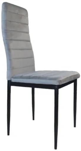 PreHouse Štylová kuchynská stolička s prešívaním v sivej farbe a velvetovým čalúnením