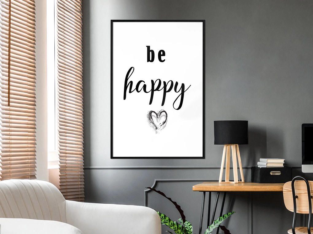 Artgeist Plagát - Be Happy [Poster] Veľkosť: 20x30, Verzia: Čierny rám s passe-partout