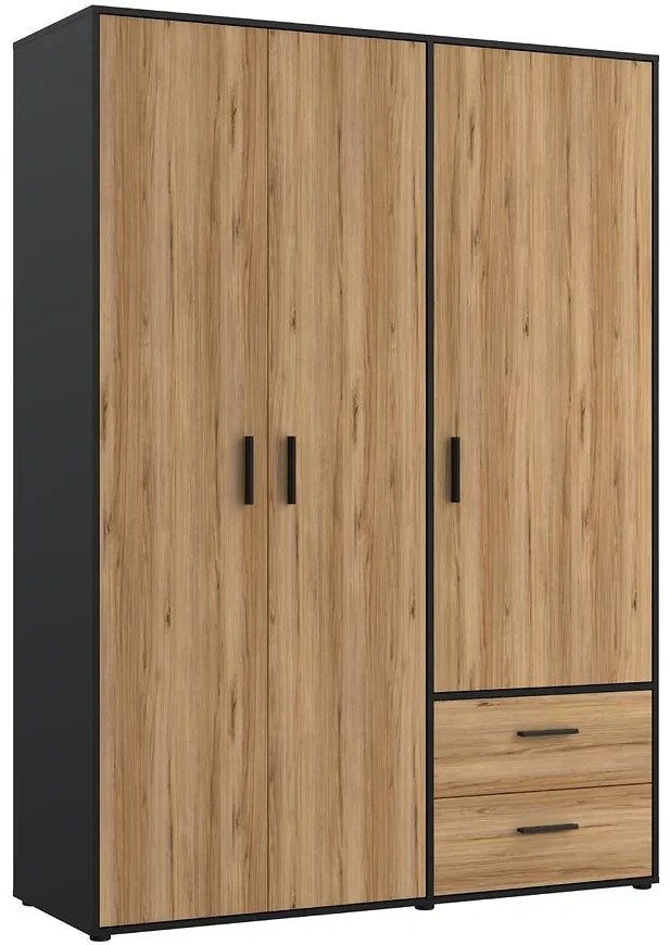 Skriňa Mokkaro 145 3D2S čierna/dub catania