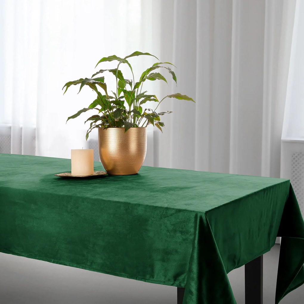 Velúrový obrus SOFT fľašovo zelený Rozmer: 60x120 cm