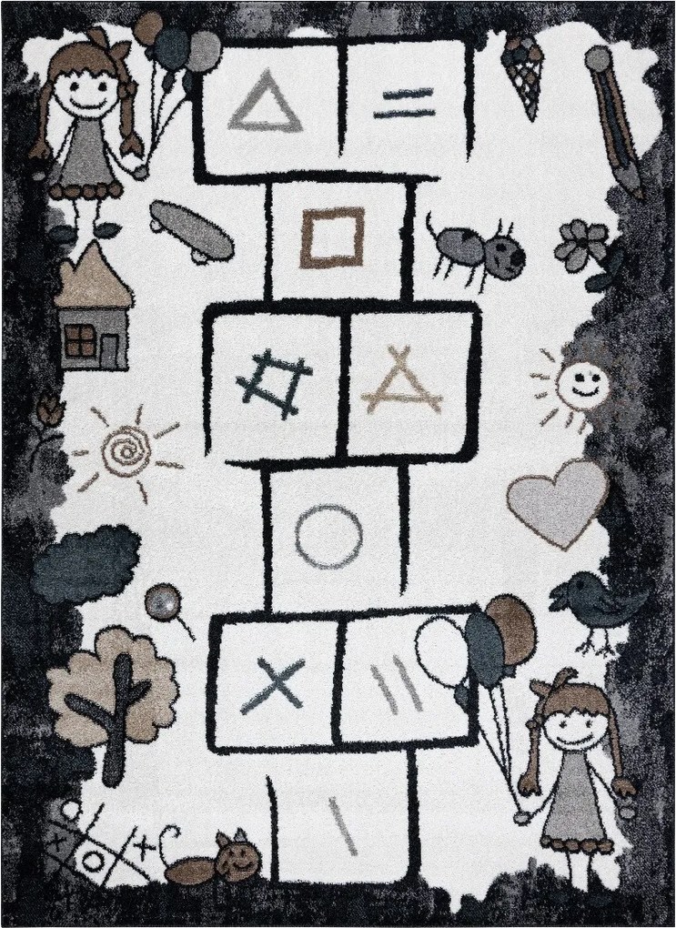 Dywany Łuszczów, AKCIA: 120x170 cm Detský kusový koberec Fun Hop black, čiernobiela, detská izba