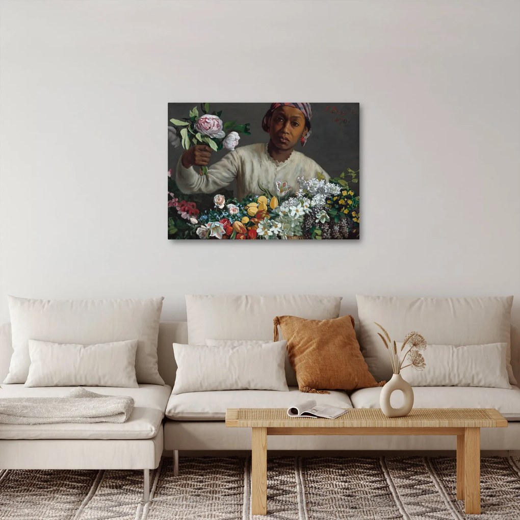 Obraz - Frédéric Bazille, Young Woman with Peonies, reprodukcia (70x50 cm)