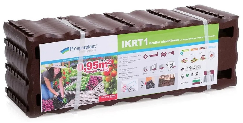 PROSPERPLAST Záhonový chodník 60x20cm, 8ks, hnedý