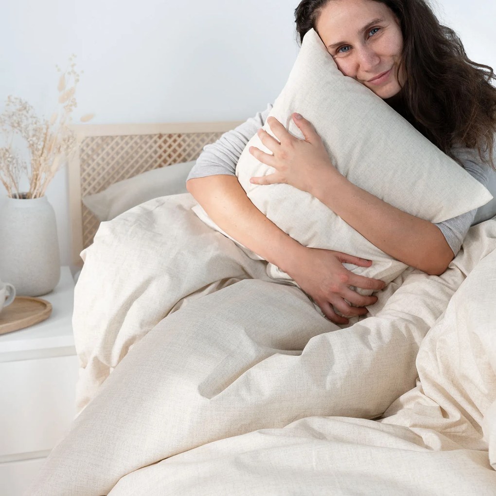 Goldea bavlnené posteľné obliečky - prírodné režné 150 x 200 a 50 x 60 cm