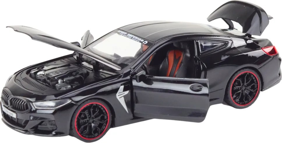 LEAN Toys Kovové športové vozidlo, trecí pohon, otvárateľné prvky 1:24 čierna