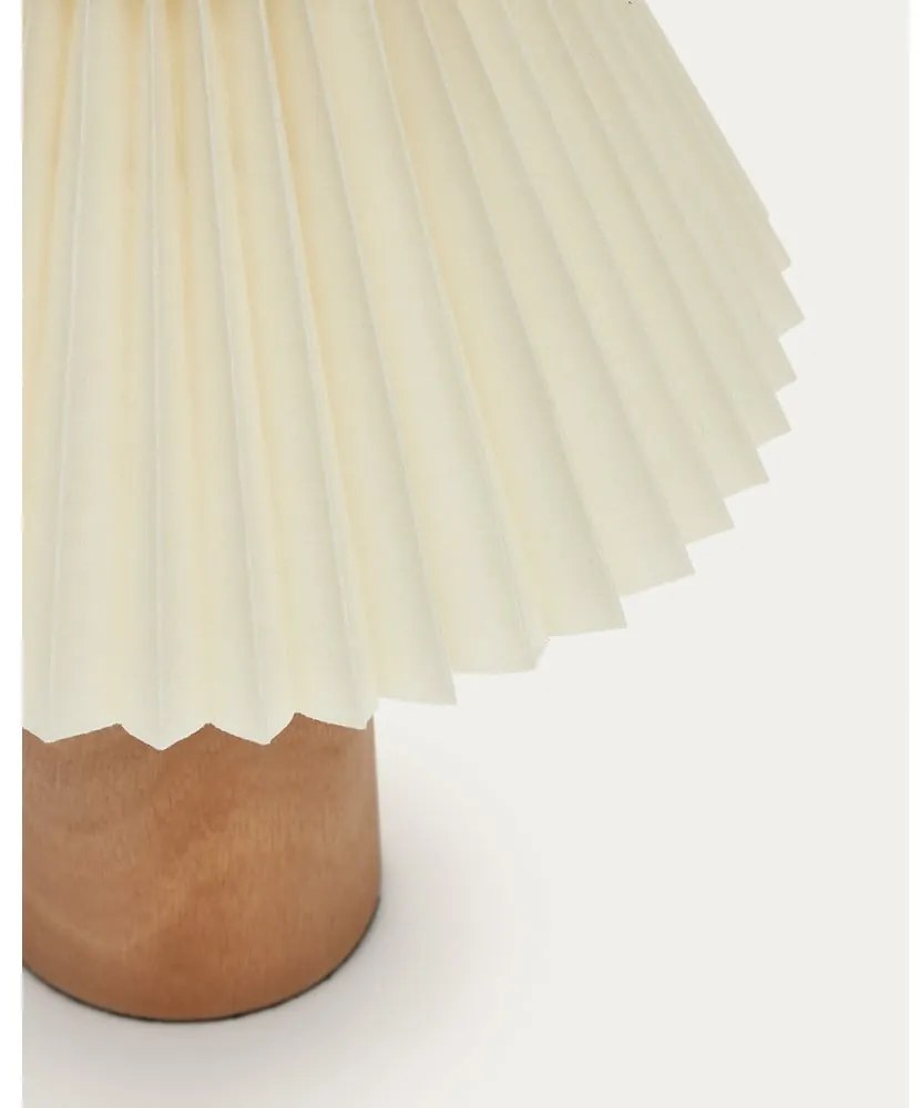 Béžová/v prírodnej farbe stolová lampa z kaučukového dreva s textilným tienidlom (výška 33 cm) Benicarlo – Kave Home