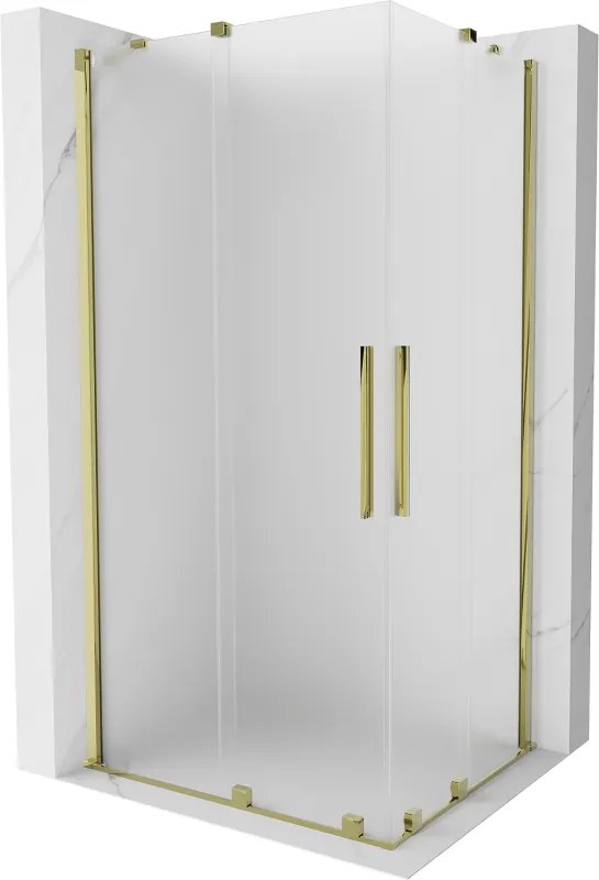 Mexen Velar Duo sprchovací kút, posuvný 90 x 80 cm, matné sklo, zlatý - 871-090-080-32-50
