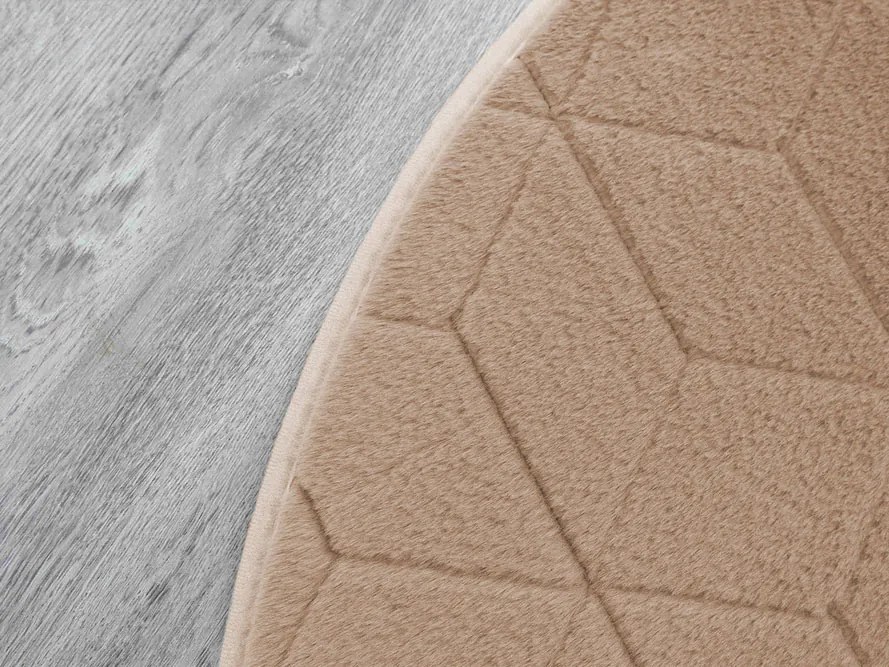 TZ Béžový okrúhly koberec 3D Rabbit Rozmer: 150 cm