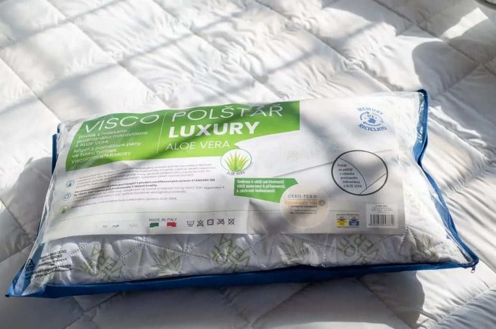 Anatomický vankúš VISCO LUXURY ALOE VERA 45x75 cm - ZIP taška