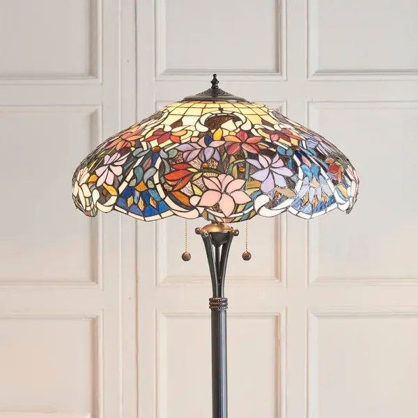 Endon 64323 - Stojacia lampa Tiffany SULLIVAN 2xE27/60W/230V priemer 56 cm