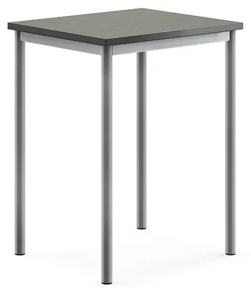 Stôl SONITUS, 700x600x900 mm, linoleum - tmavošedá, strieborná