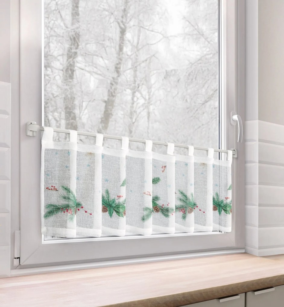KRÁTKA VIANOČNÁ ZÁCLONA NA PÚTKACH XMAS1 30X150 CM VZOROVANÁ