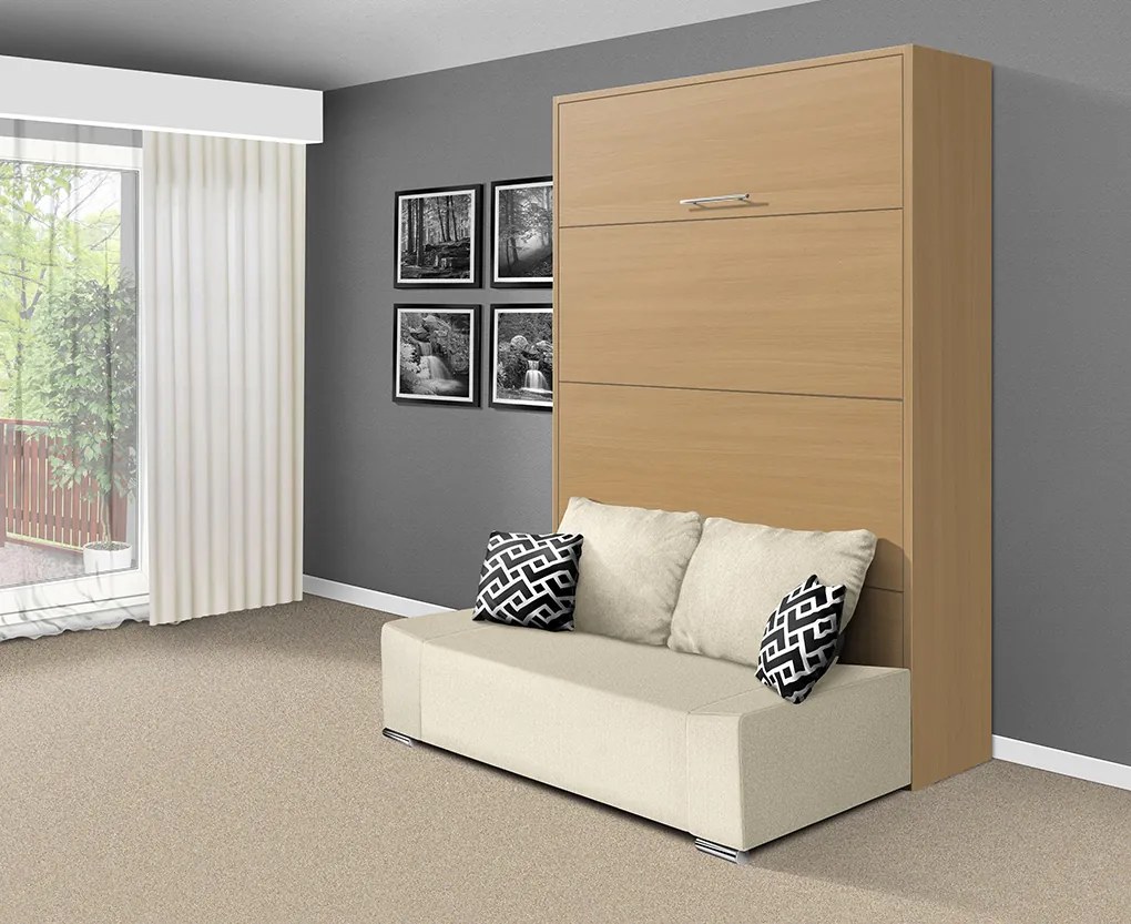 Nabytekmorava Sklápacia posteľ s pohovkou VS 21058P 200x180 farba pohovky: Červená, Typ farebného prevedenia: Buk / dvere biele