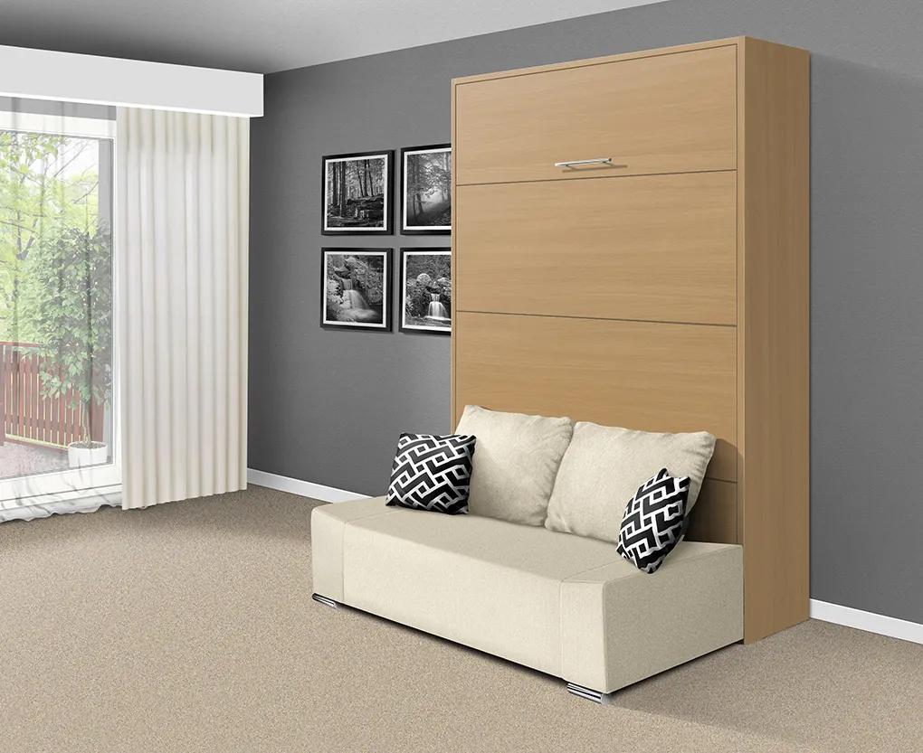 Nabytekmorava Sklápacia posteľ s pohovkou VS 21058P 200x180 farba pohovky: Modrá, Typ farebného prevedenia: Orech / dvere biele
