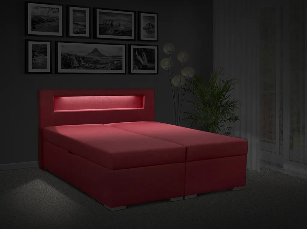 Čalúnená posteľ s úložným priestorom Bolero 160 Typ farebného prevedenia: Savana červená 60, Typ čela: A