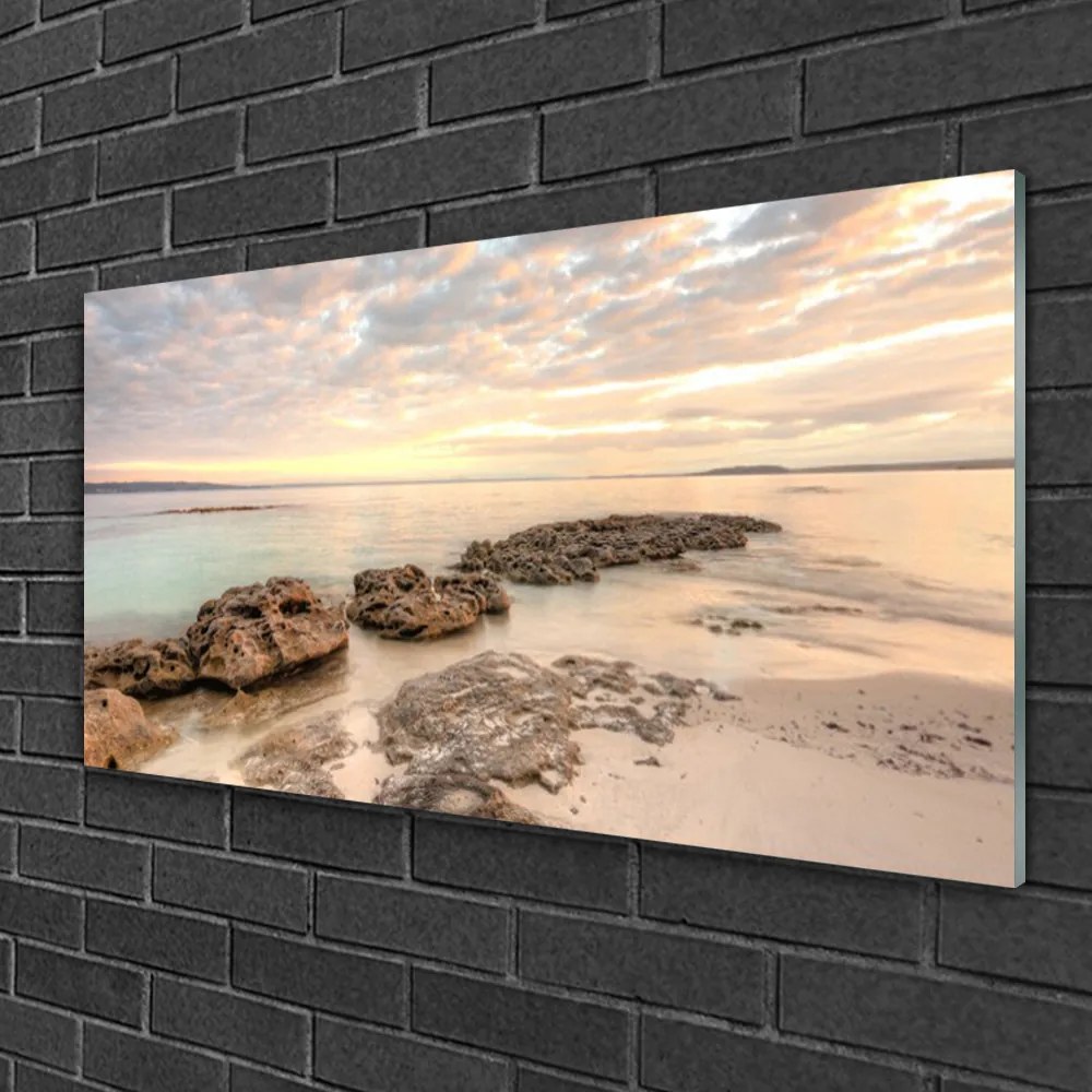 Skleneny obraz More kamene krajina 100x50 cm