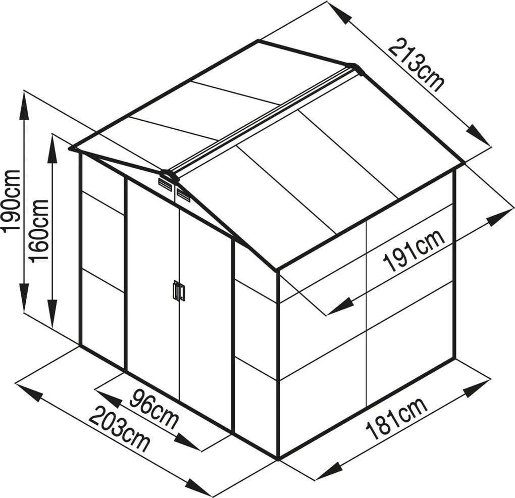 Záhradný domček G21 GAH 407 - 213 x 191 cm, antracitový