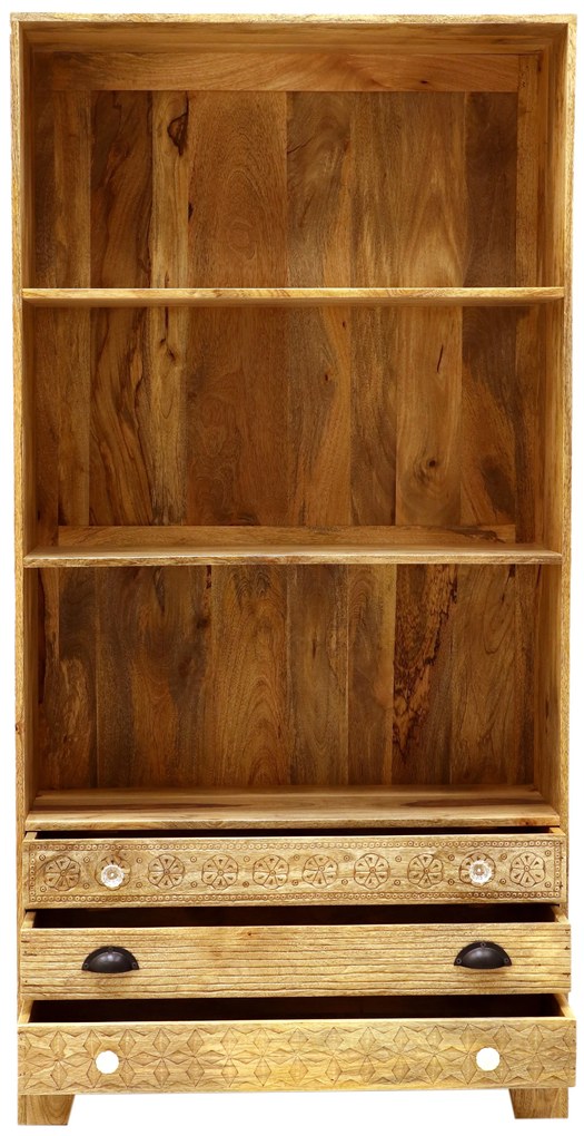 furniture-nabytek.cz - Knihovna do obýváku 90x180x35 z masivního dřeva mango