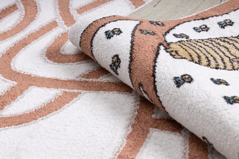 Dywany Łuszczów, Detský kusový koberec Fun Honey with Bear cream, 160x220, hnedá, detská izba